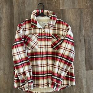 Sage Collective Sherpa Lined Plaid Shacket